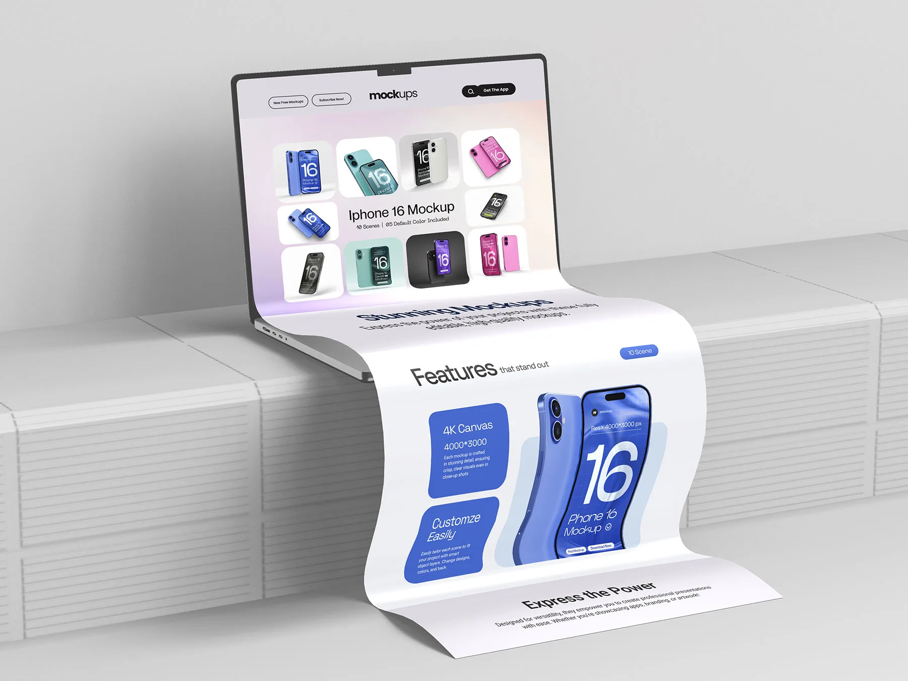 Laptop Landing Page Website Mockup Set (Long Scroll)