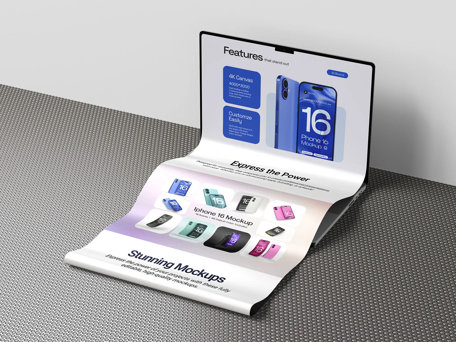 Laptop Landing Page Website Mockup Set (Long Scroll)