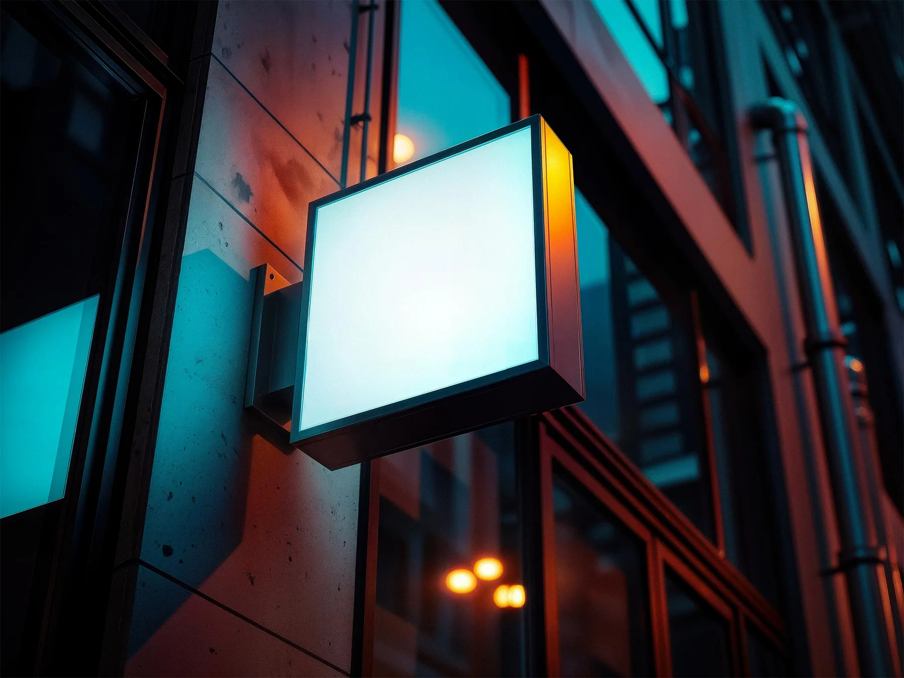 Outdoor Square Lightbox Sign Mockup