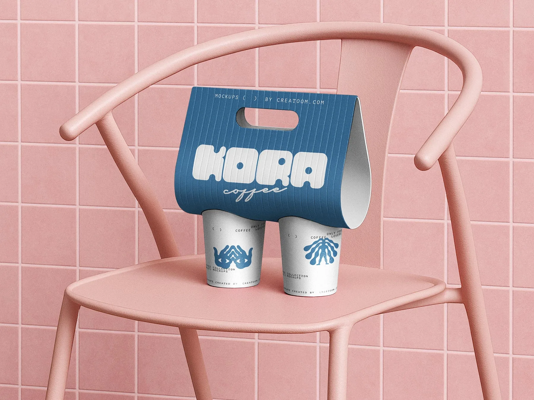 Realistic Coffee Cups with Holder Mockup Scene