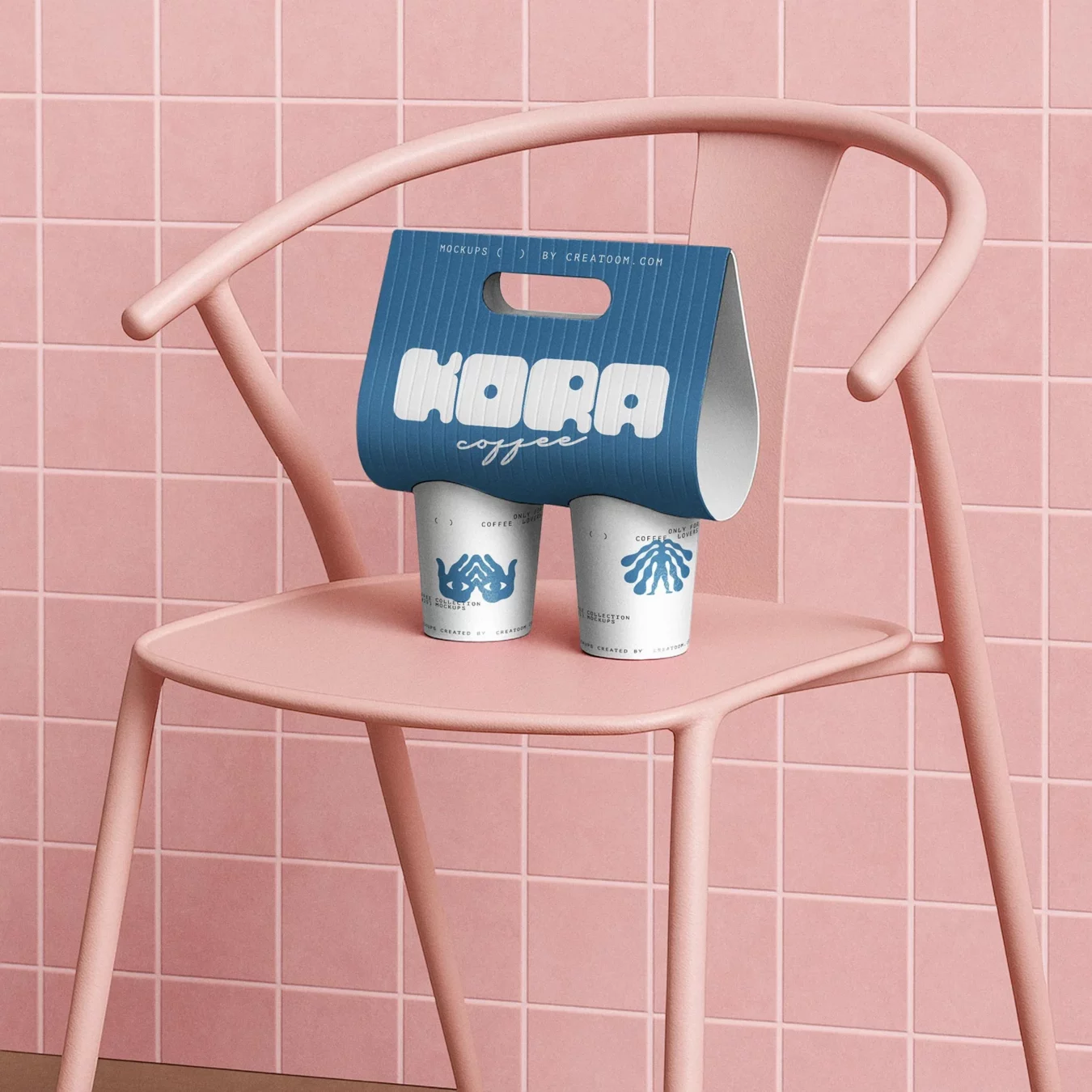 Realistic Coffee Cups with Holder Mockup Scene