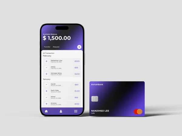 Smartphone with Credit Card Mockup Scene