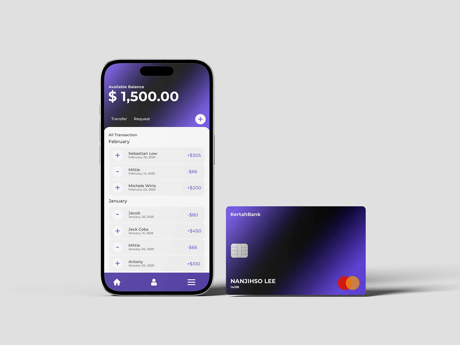 Smartphone with Credit Card Mockup Scene