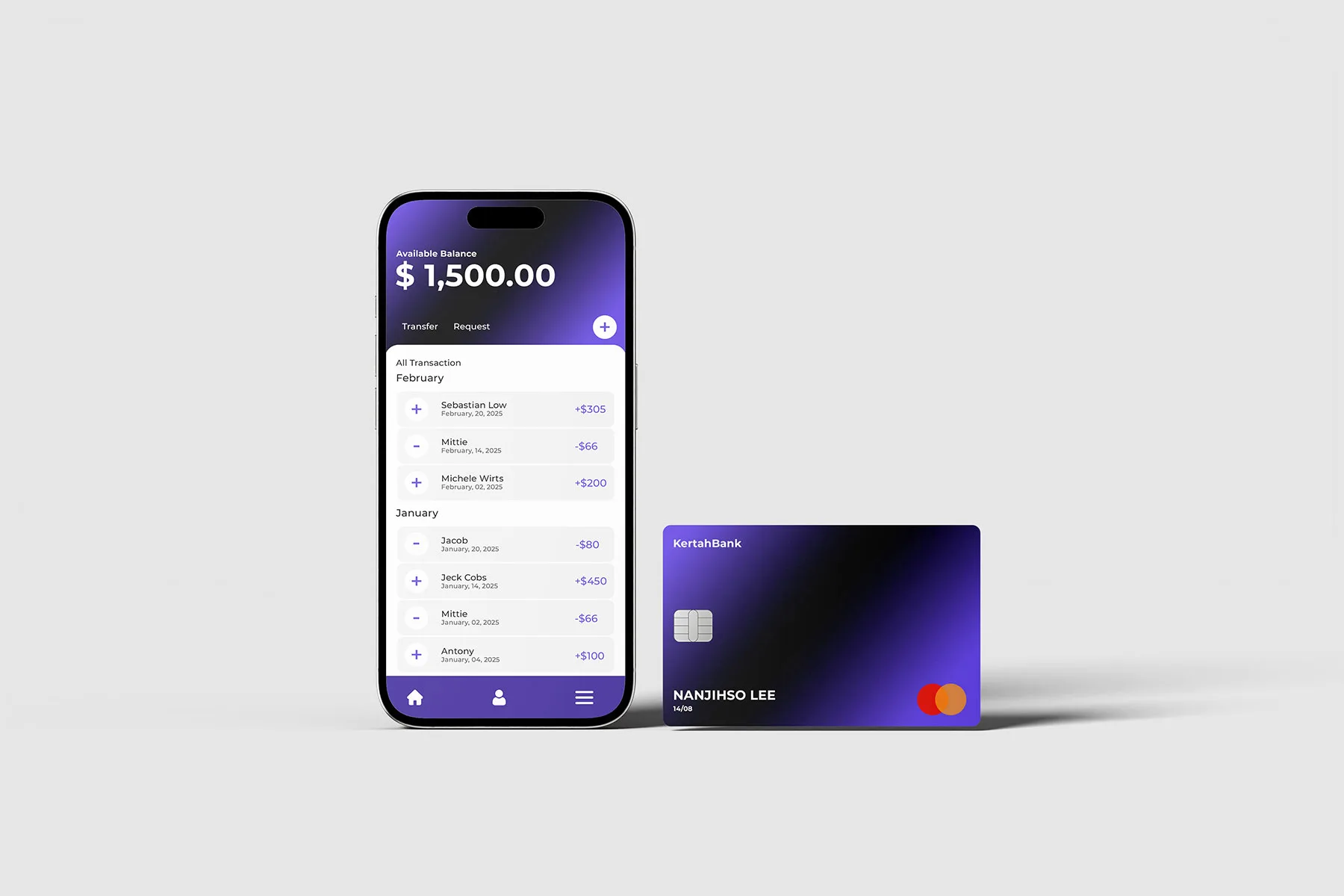 Smartphone with Credit Card Mockup Scene