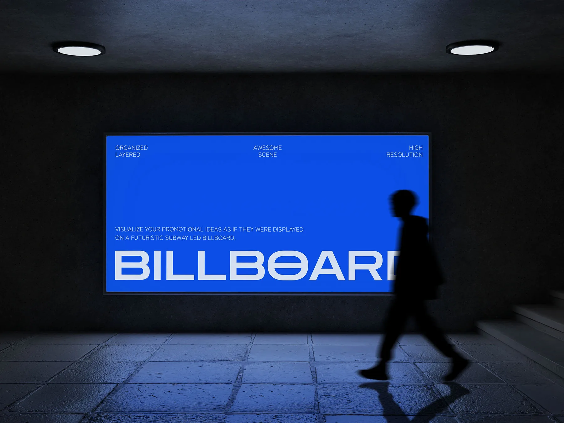 Subway LED Digital Billboard Mockup