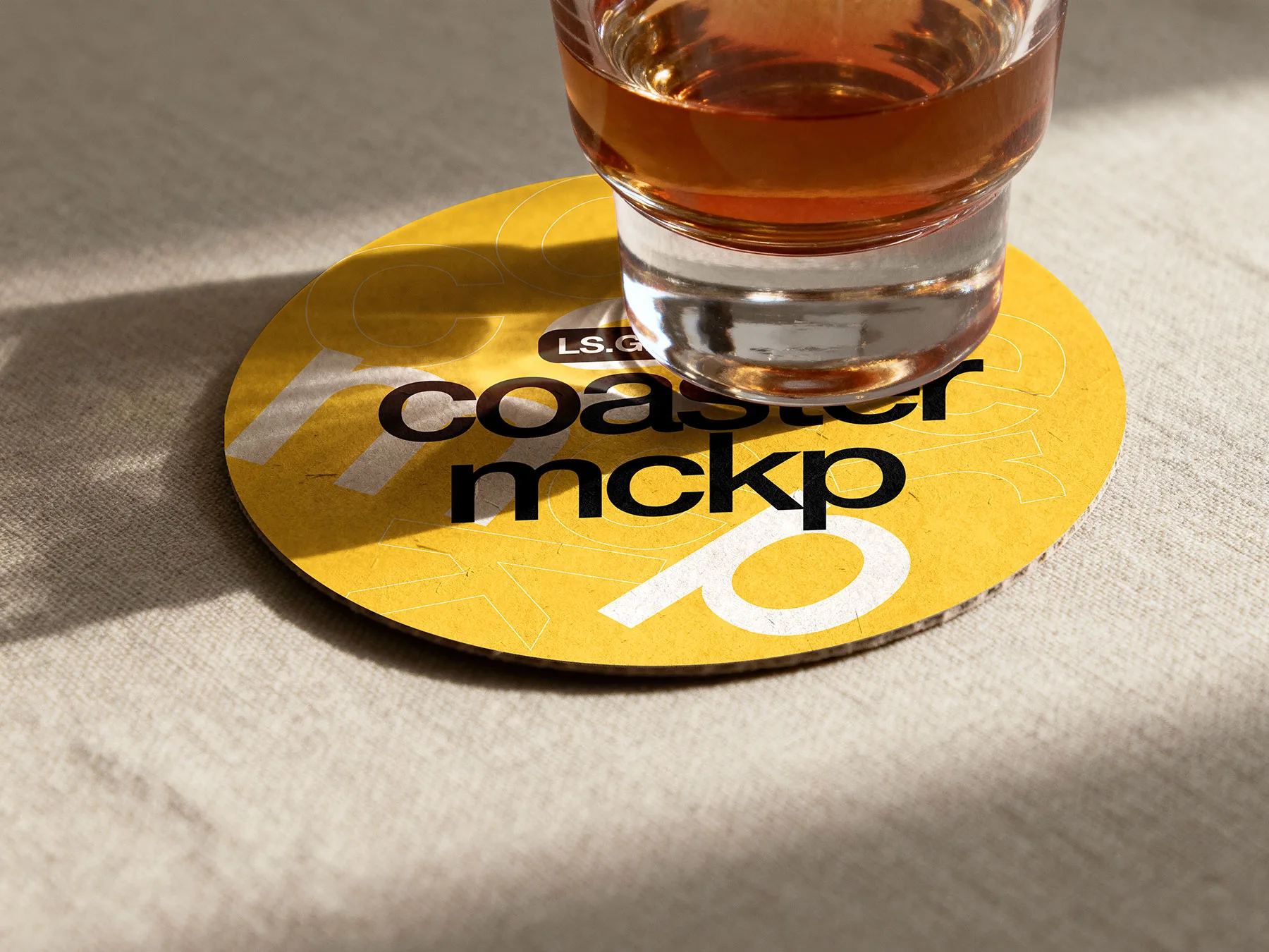 Close-Up Coaster Mockup with Glass