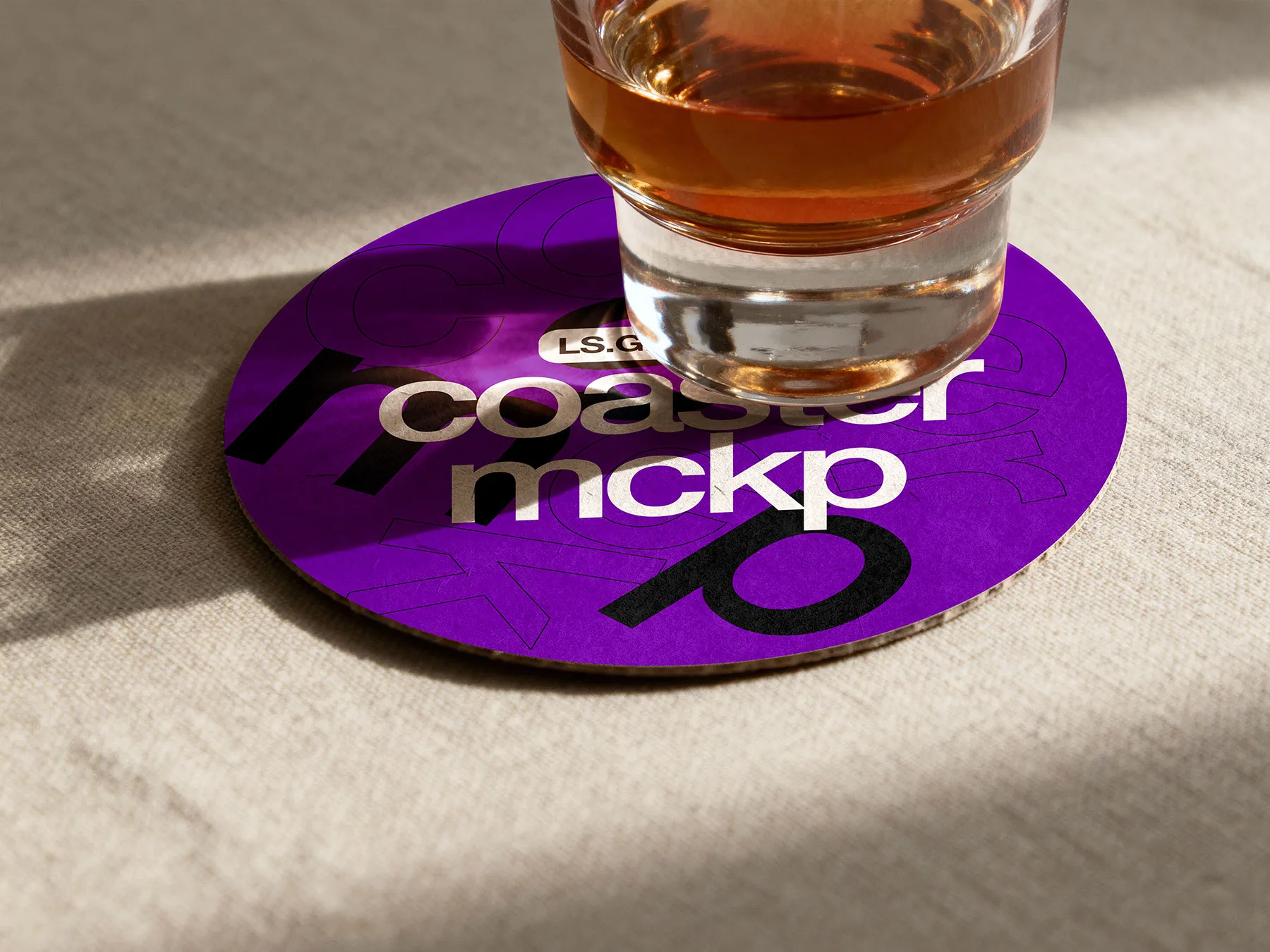 Close-Up Coaster Mockup with Glass