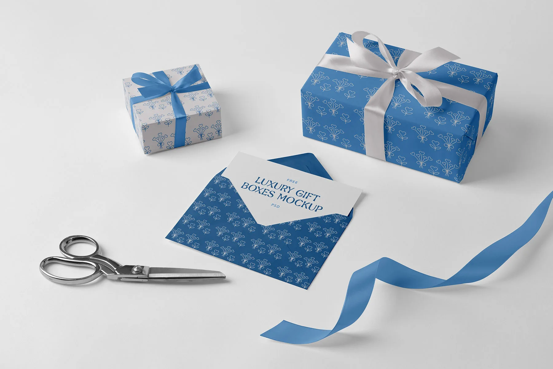 Gift Box & Envelope with Letter Mockup