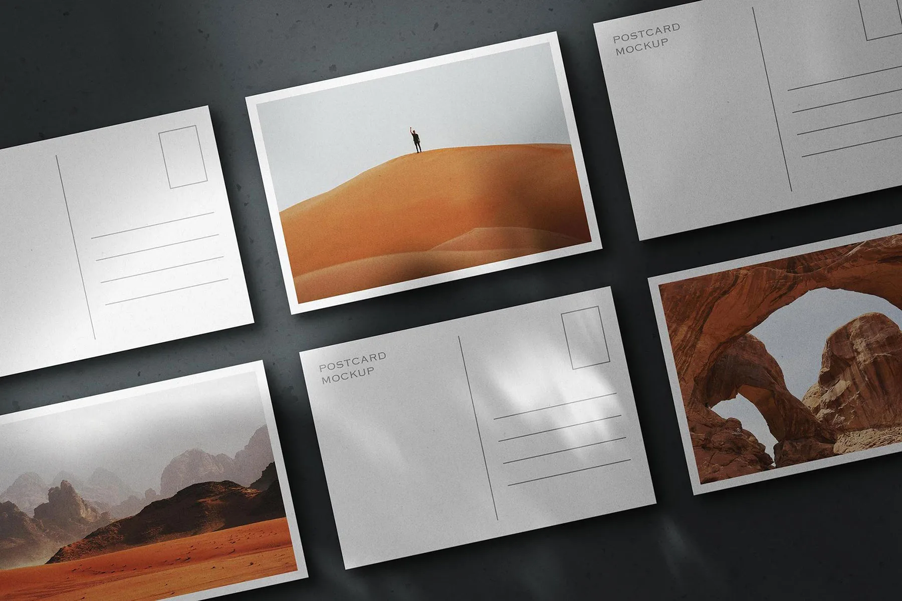 Horizontal Postcard Mockup (Tiled Scene with Front & Back Views)