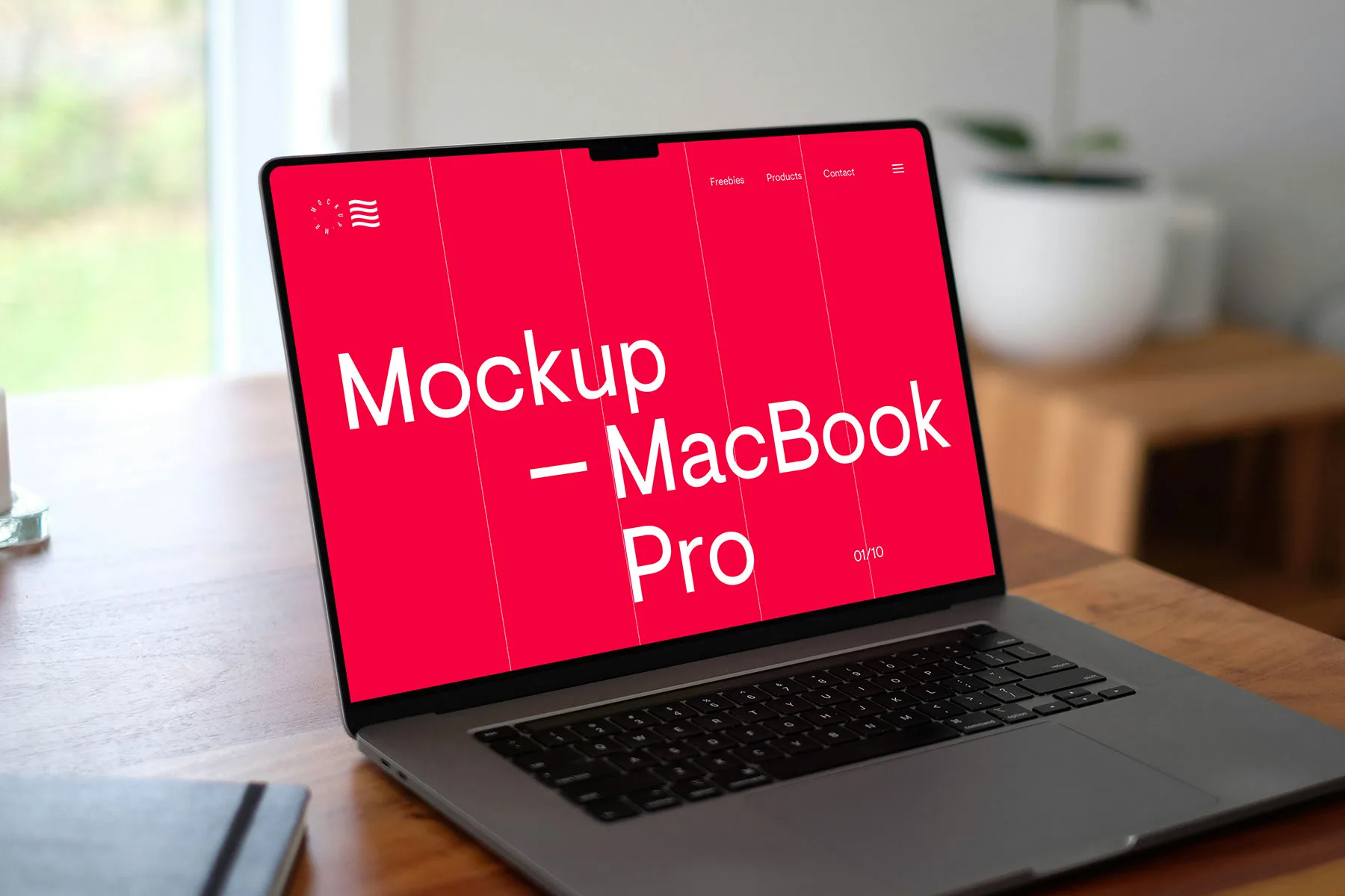 MacBook Pro Website Mockup (Laptop on Desk)