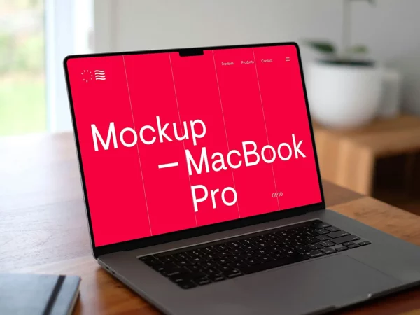 MacBook Pro Website Mockup (Laptop on Desk)