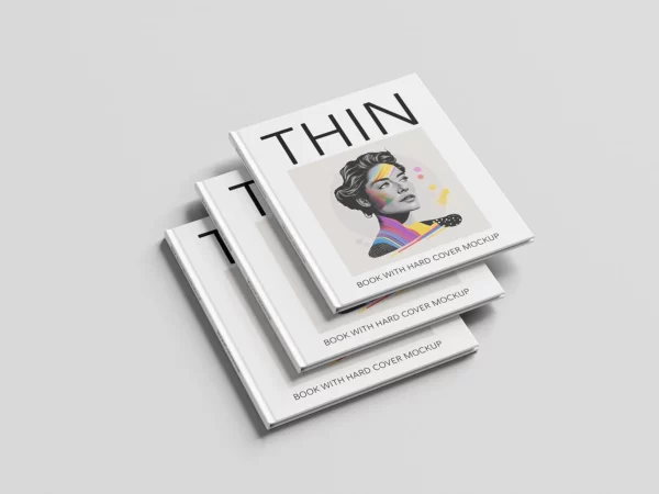 Thin Hardcover Book Mockup Set