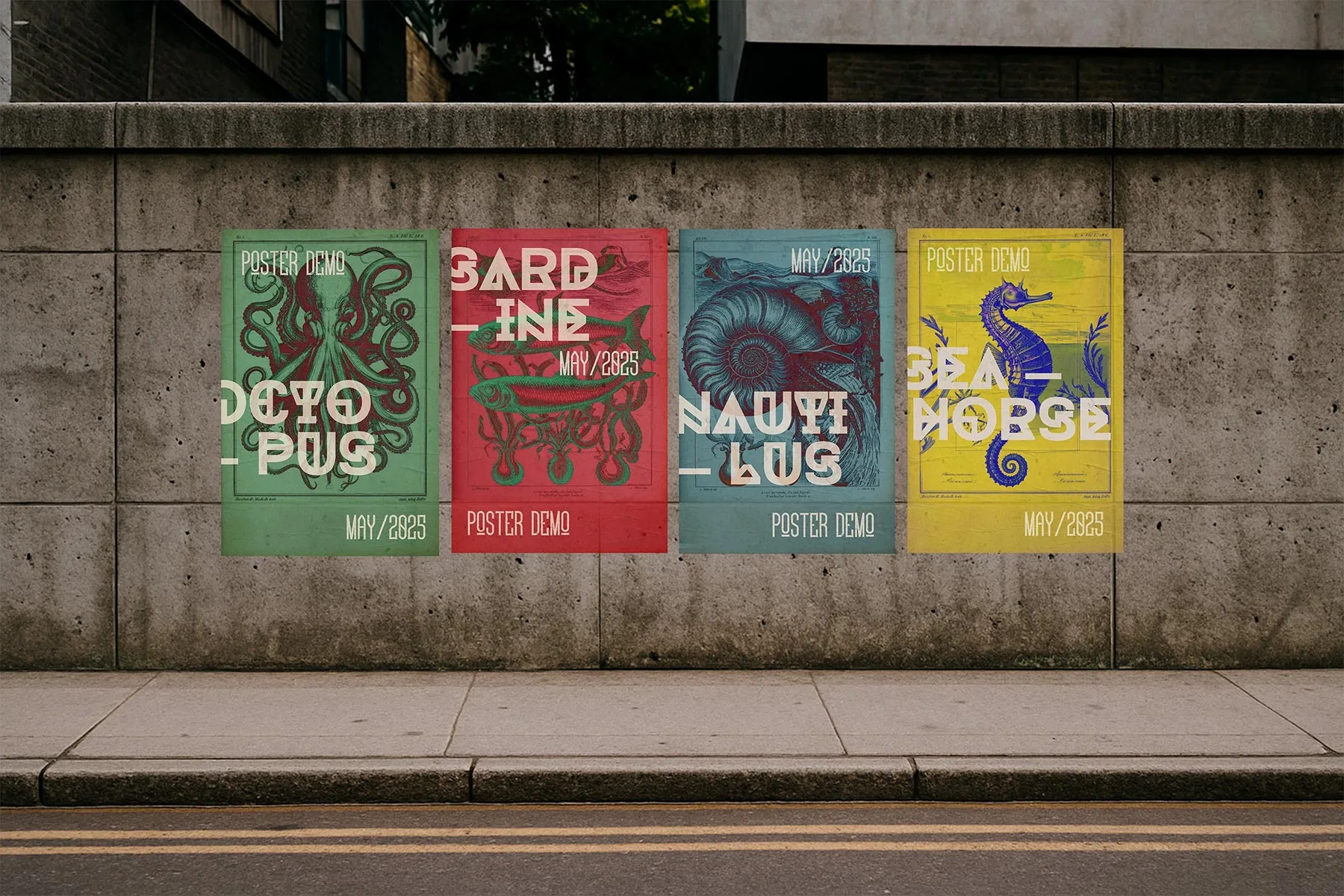 Urban Poster Mockup (Concrete Wall)