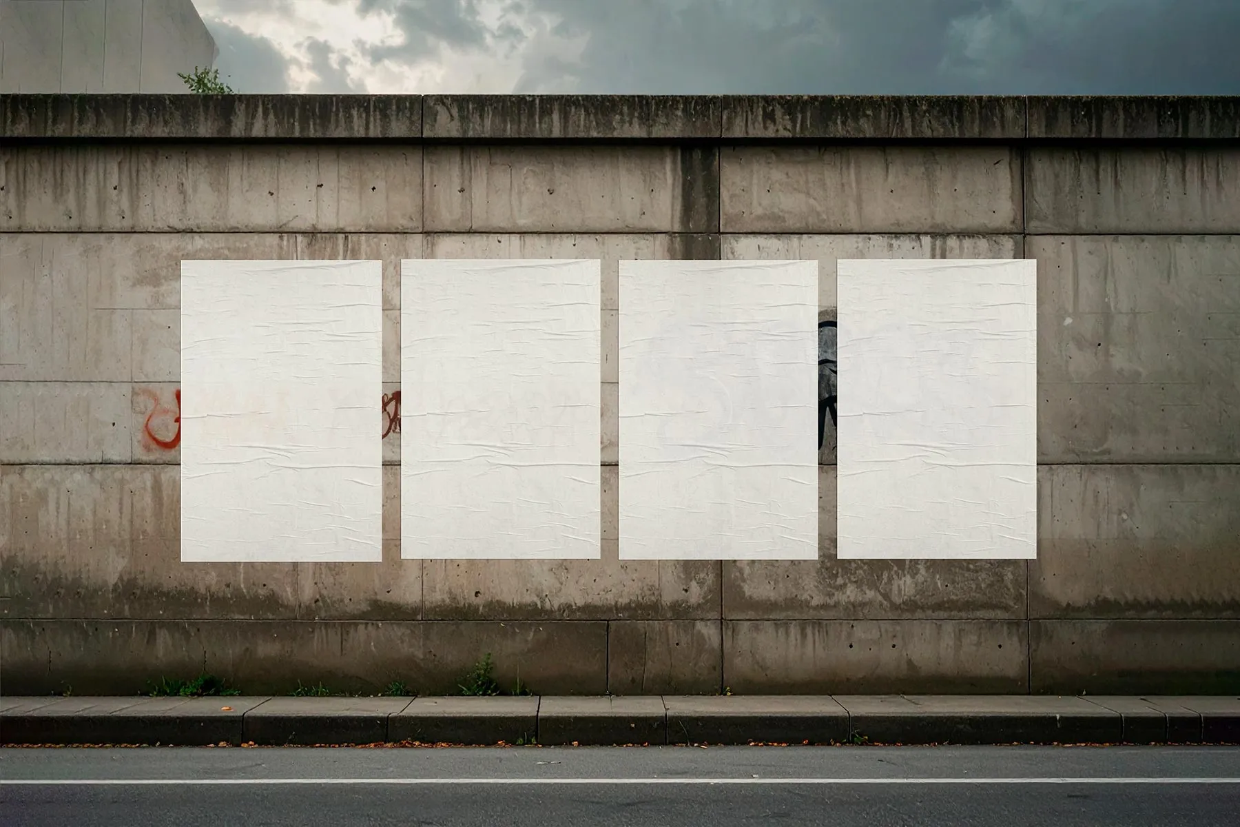 Urban Poster Mockup (Concrete Wall)