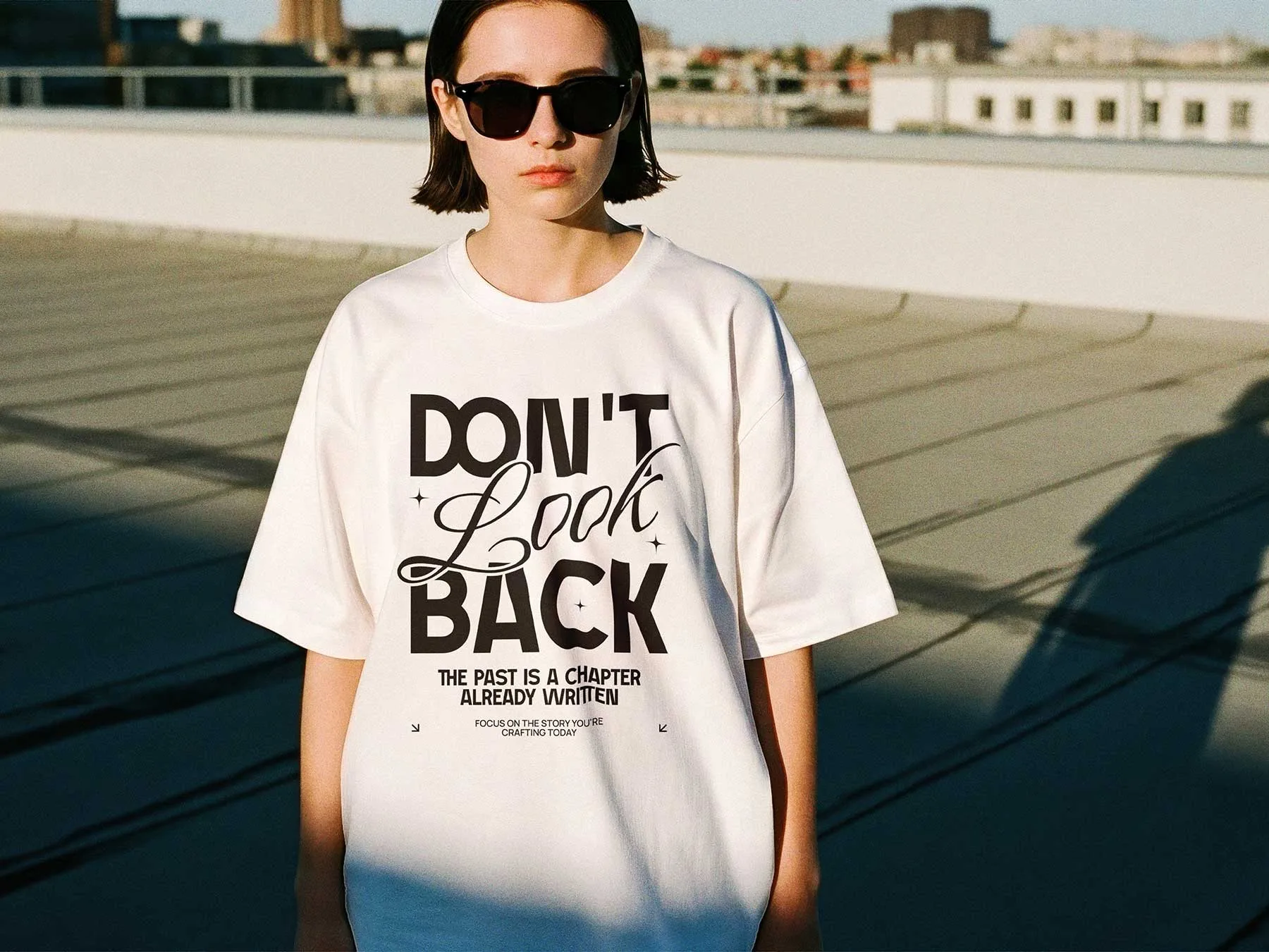 Woman Wearing Oversized T-Shirt Mockup