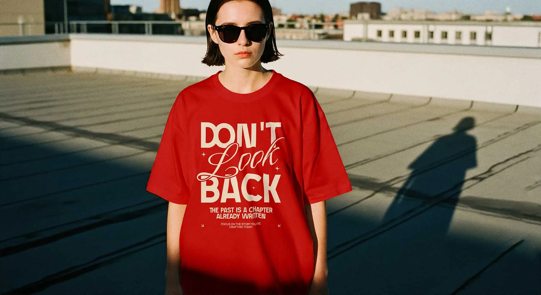 Woman Wearing Oversized T-Shirt Mockup