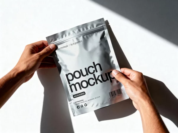 Hands Holding Pouch Packaging Mockup