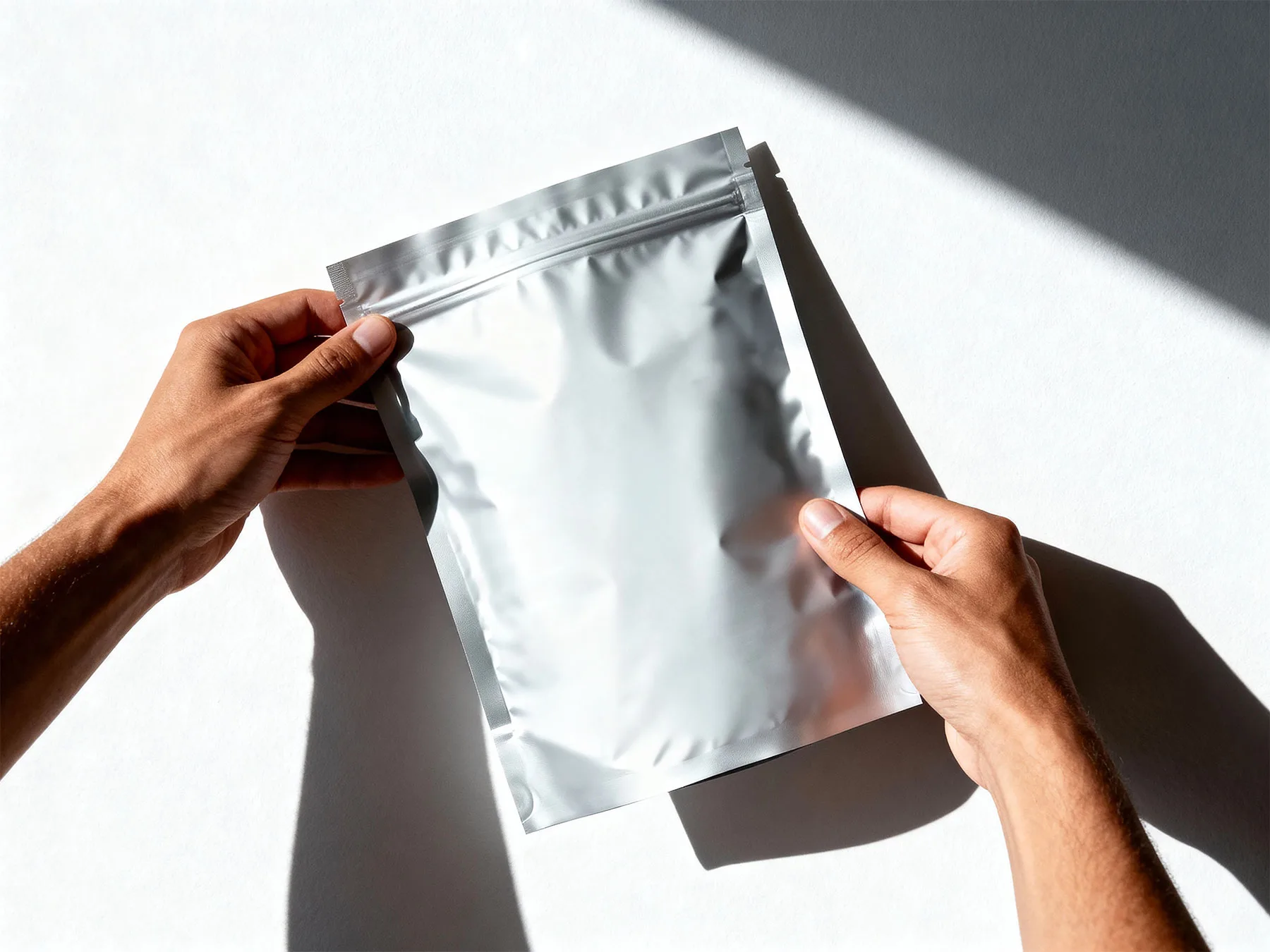 Hands Holding Pouch Packaging Mockup