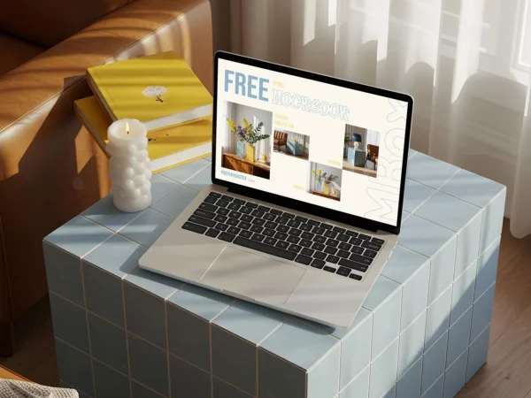 Laptop Website Design Mockup – Home Scene
