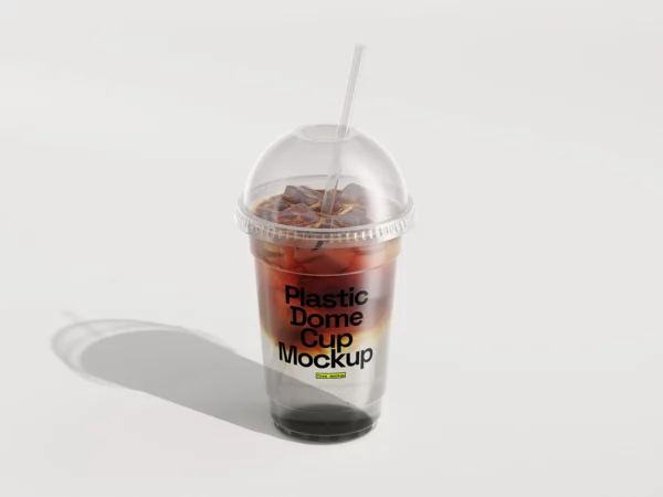 Plastic Clear Cup Mockup with Dome Lid