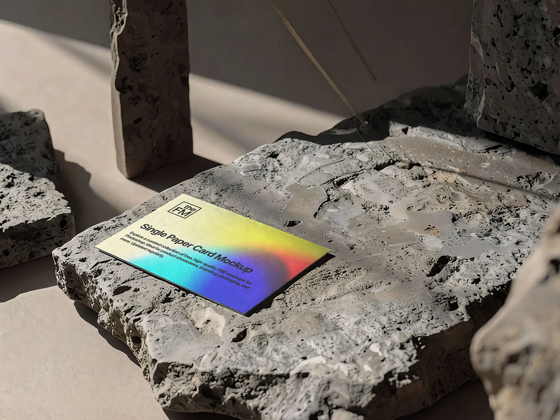 Single Paper Card Mockup on Textured Stone Slab