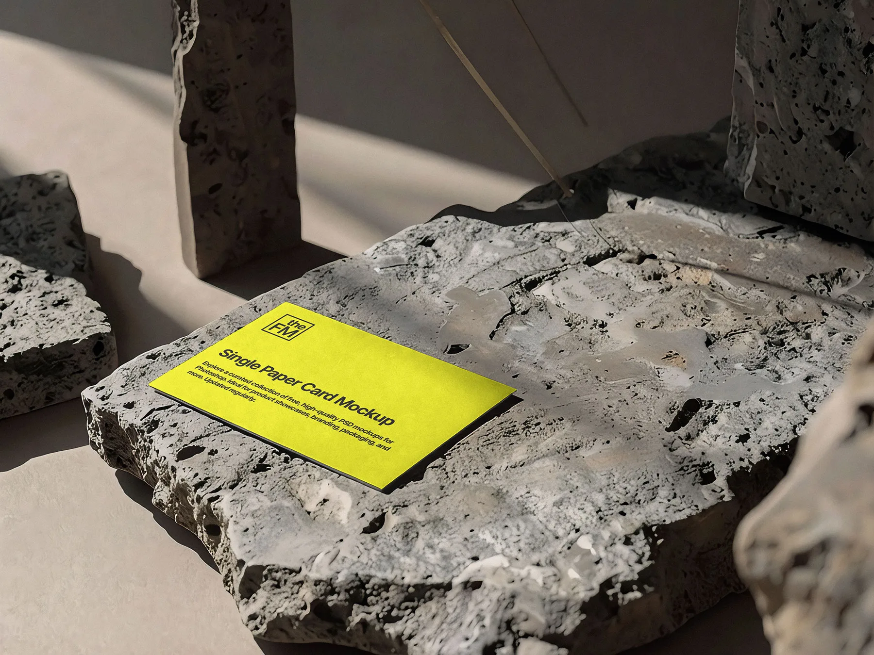 Single Paper Card Mockup on Textured Stone Slab