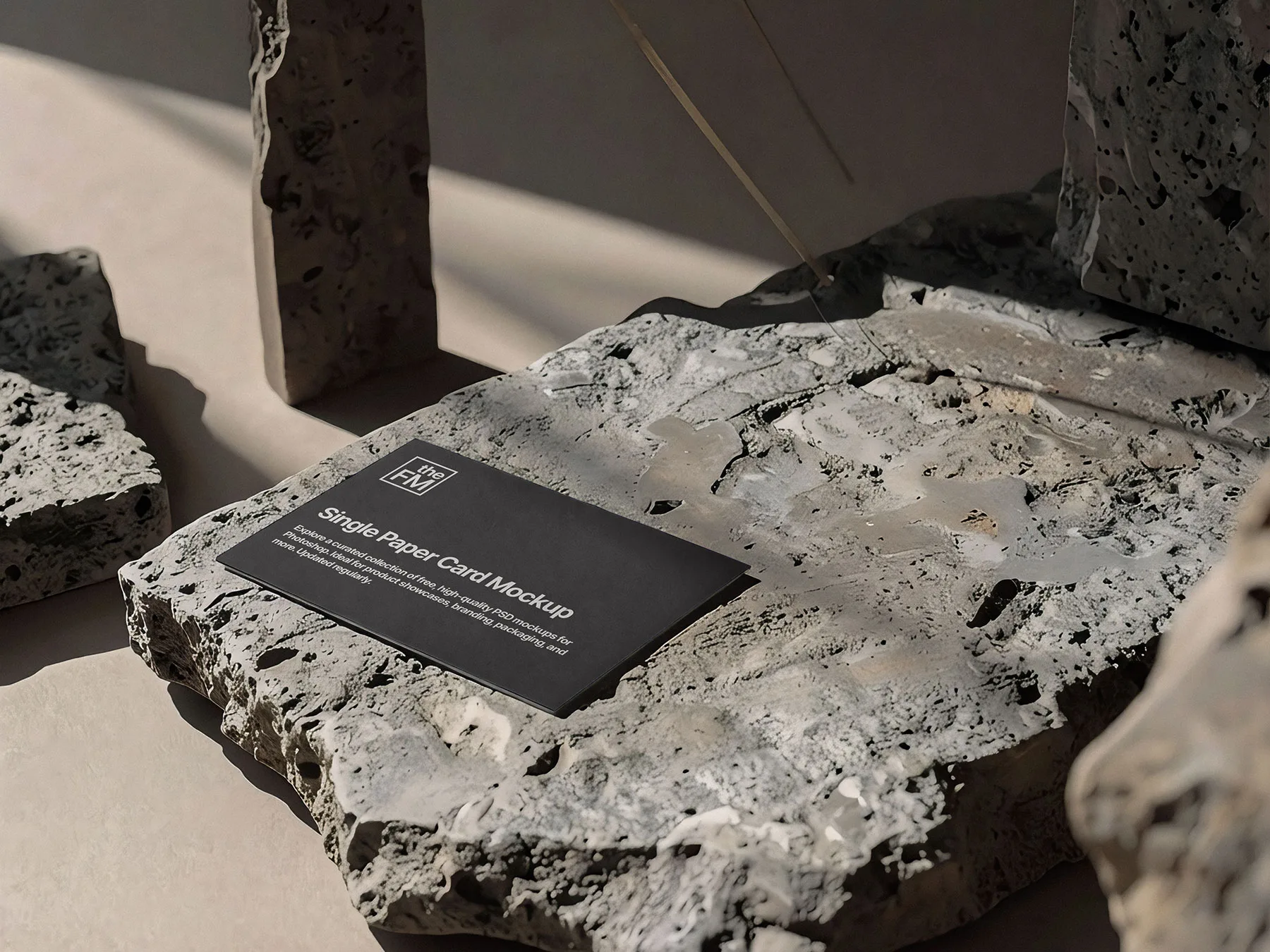 Single Paper Card Mockup on Textured Stone Slab