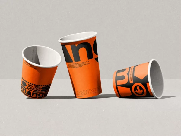 Three Paper Coffee Cup Mockup
