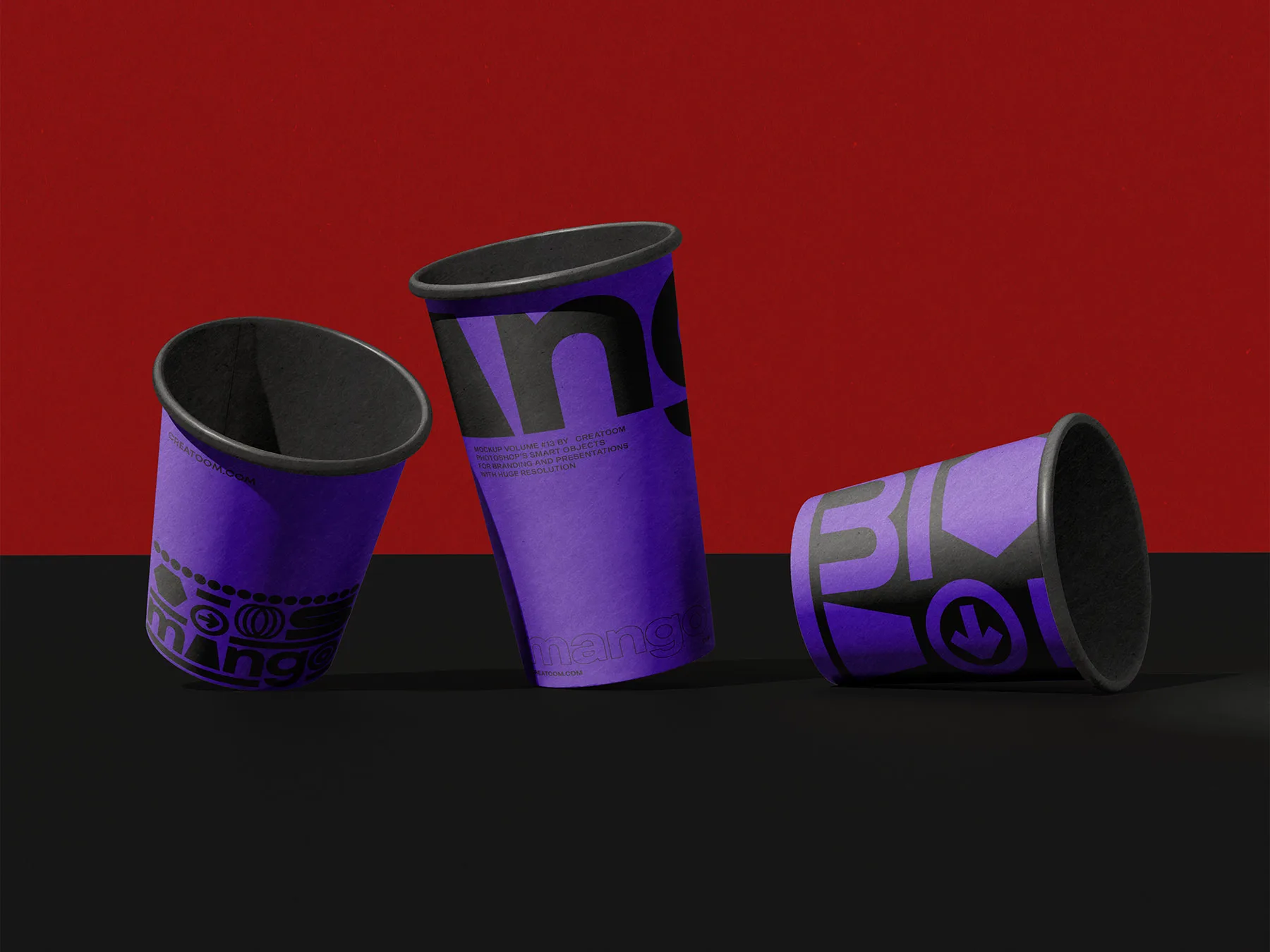 Three Paper Coffee Cup Mockup