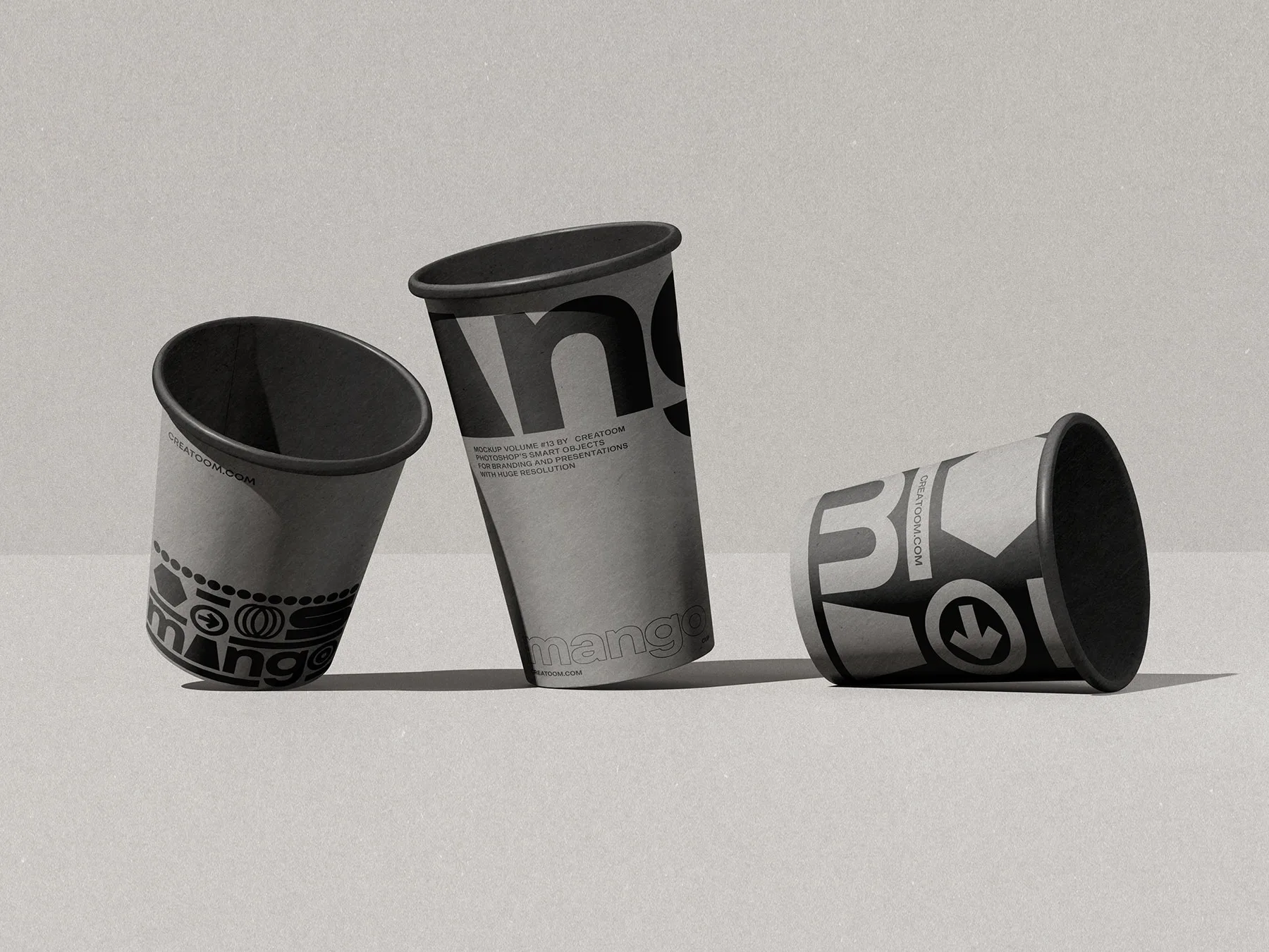 Three Paper Coffee Cup Mockup