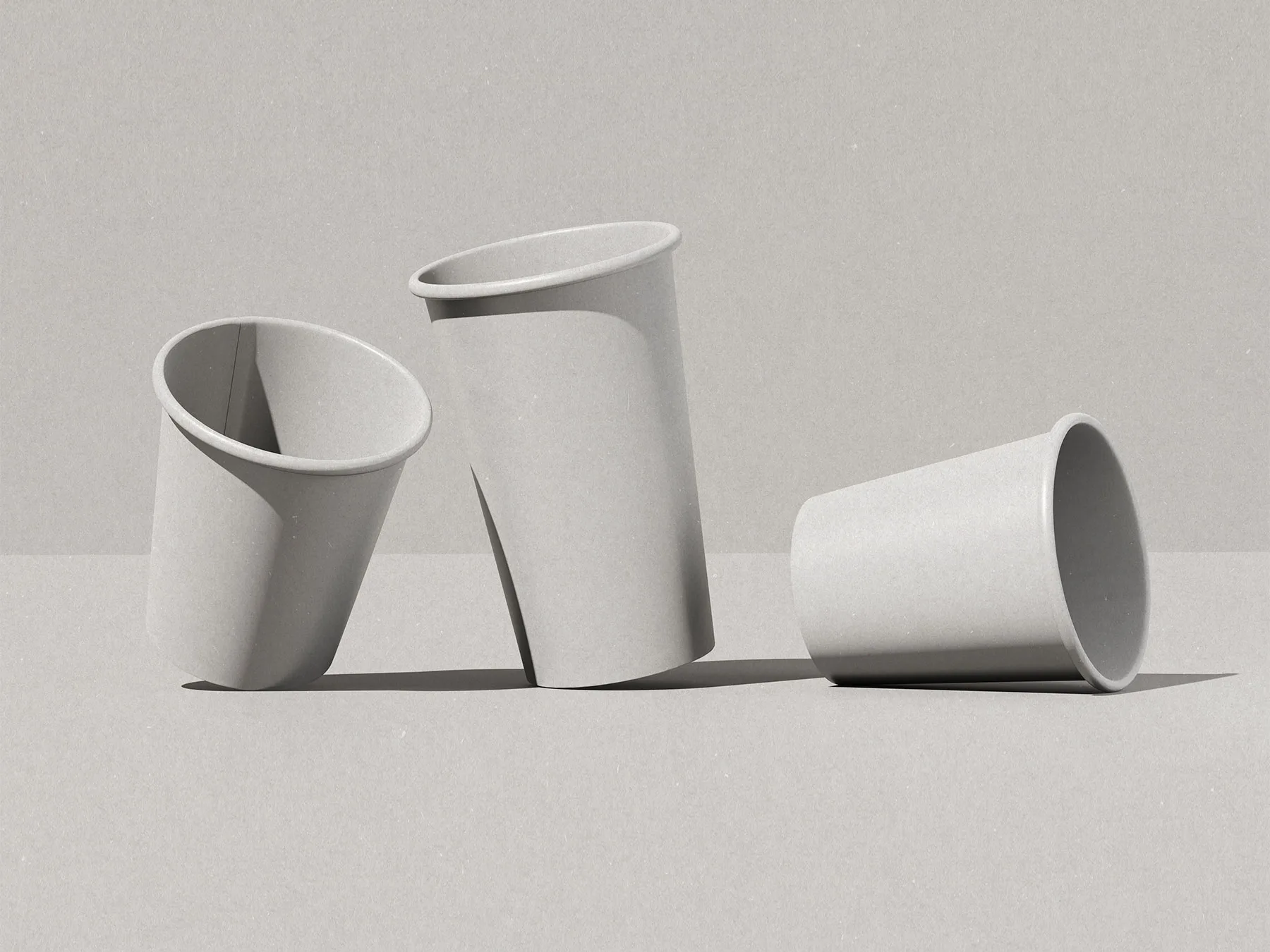 Three Paper Coffee Cup Mockup