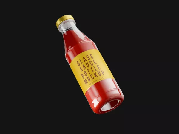 Glass Sauce Bottle Mockup