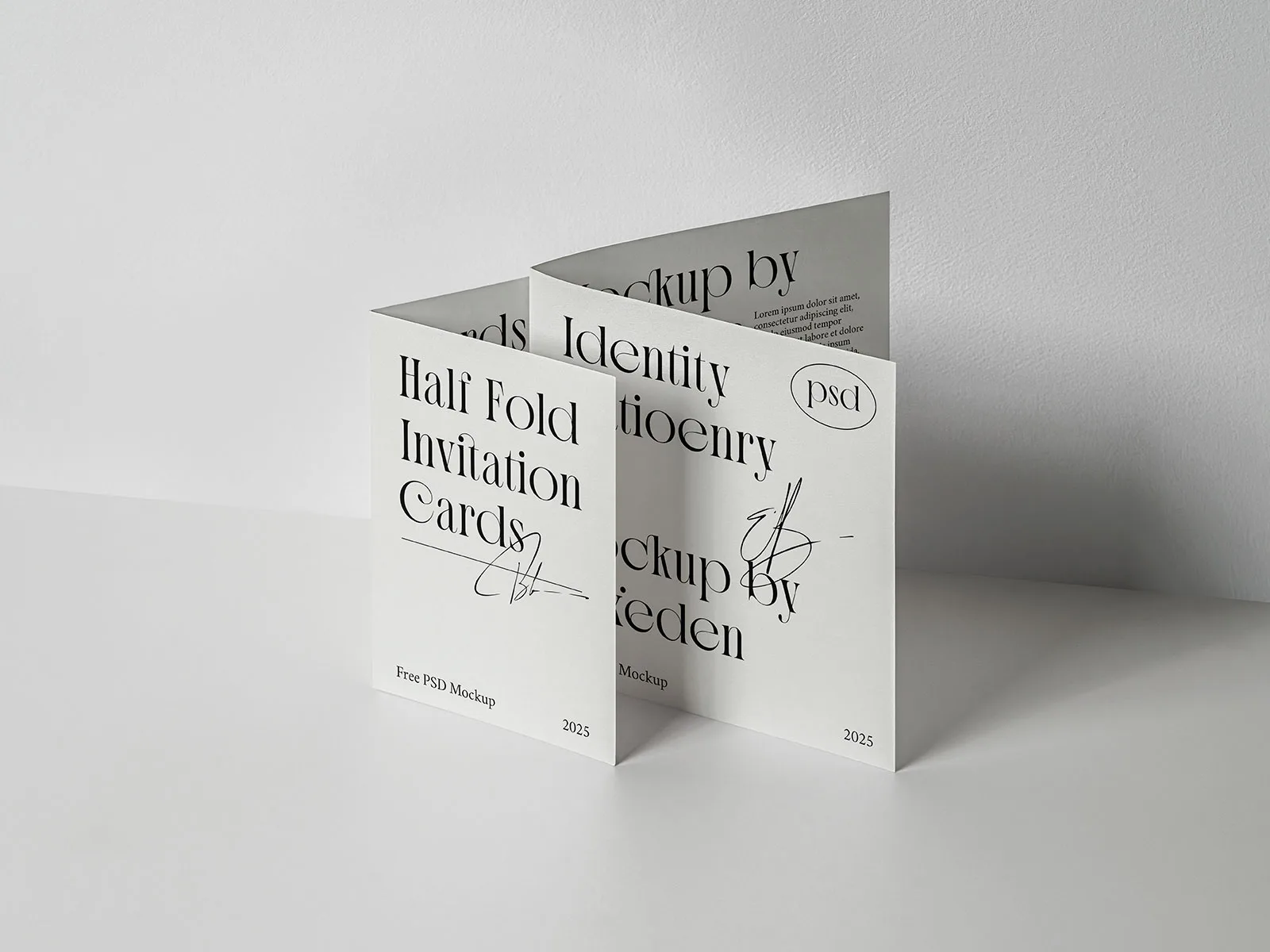 Half-Fold Invitation Card & Square Brochure Mockups