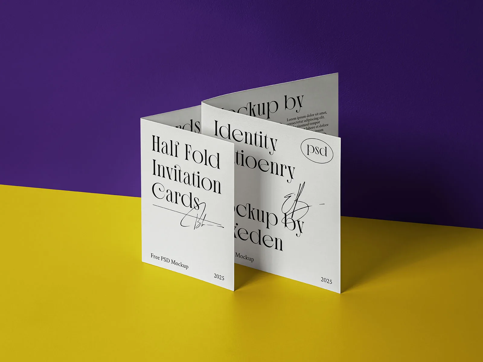 Half-Fold Invitation Card & Square Brochure Mockups