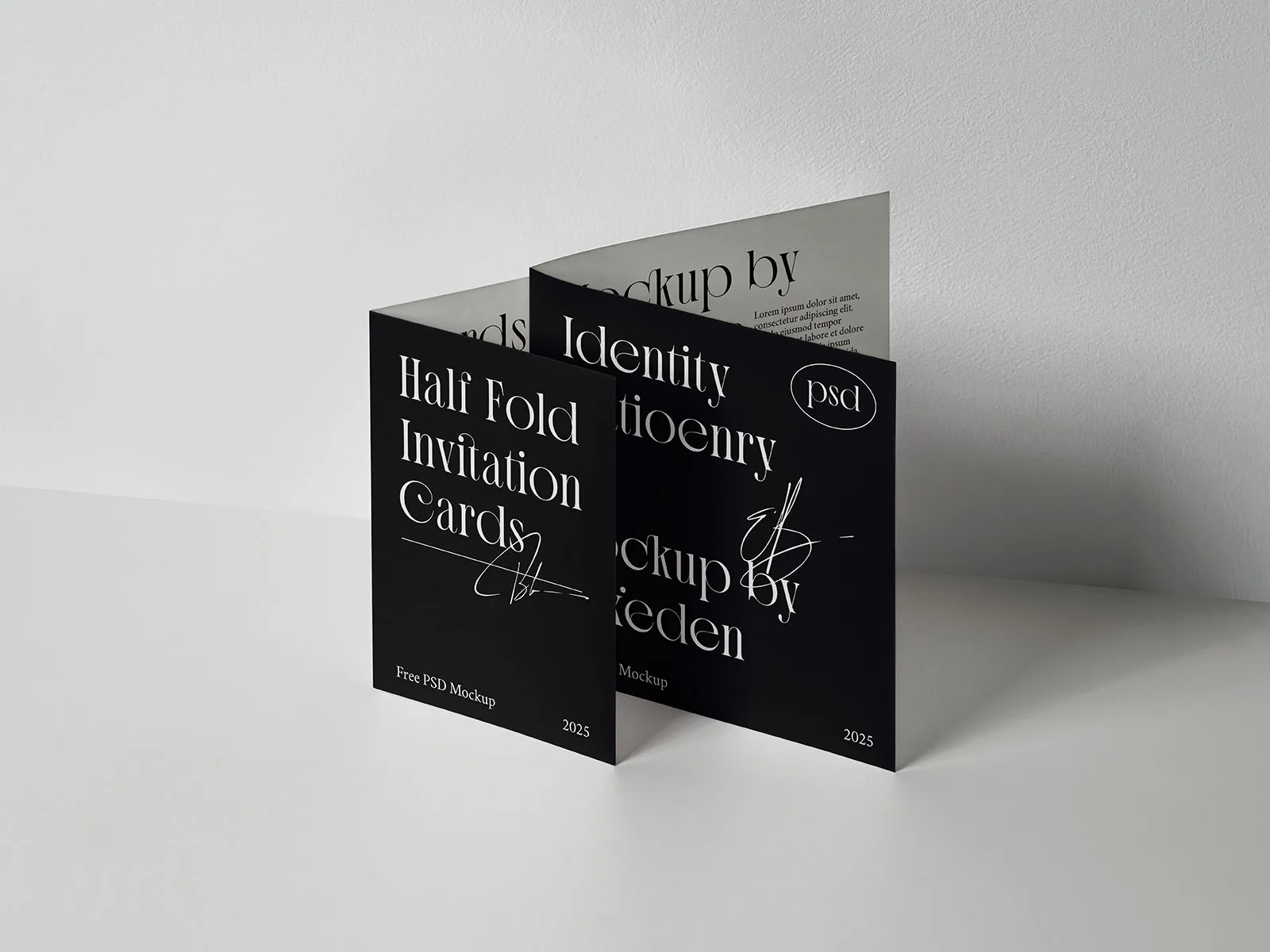 Half-Fold Invitation Card & Square Brochure Mockups