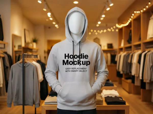 Hoodie Mockup in Clothing Store