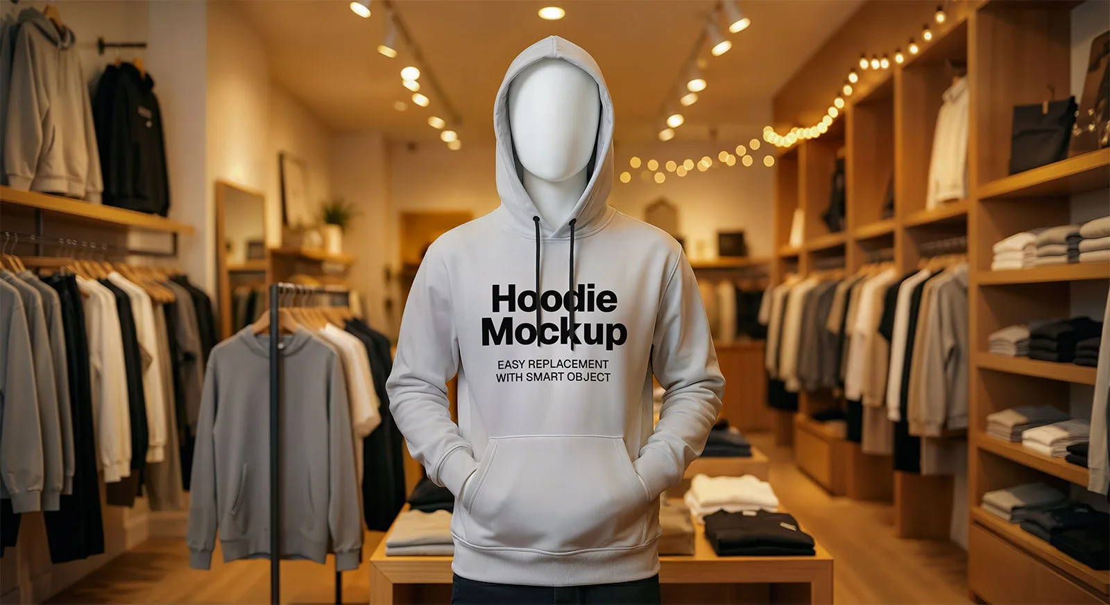 Hoodie Mockup in Clothing Store