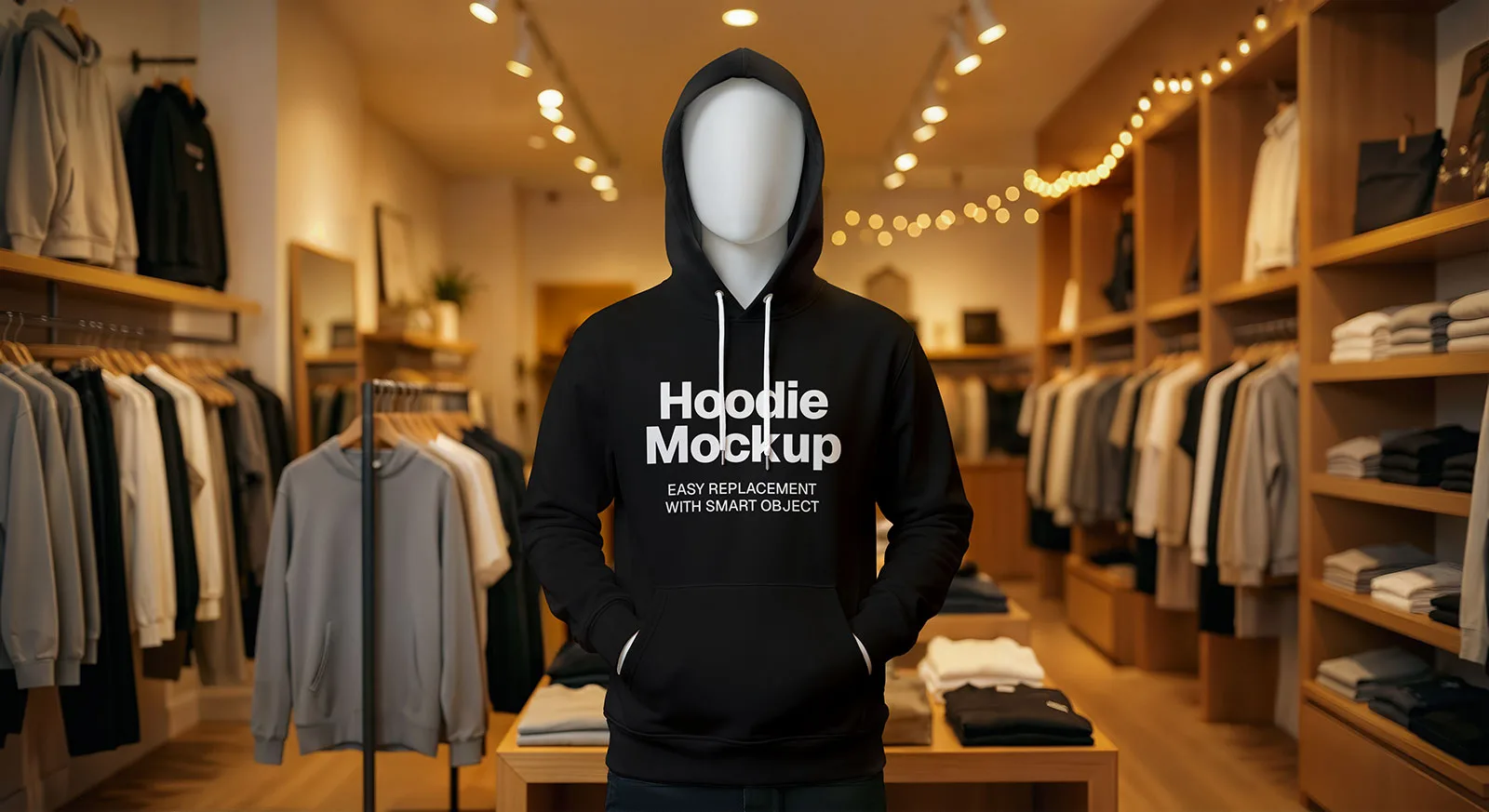 Hoodie Mockup in Clothing Store