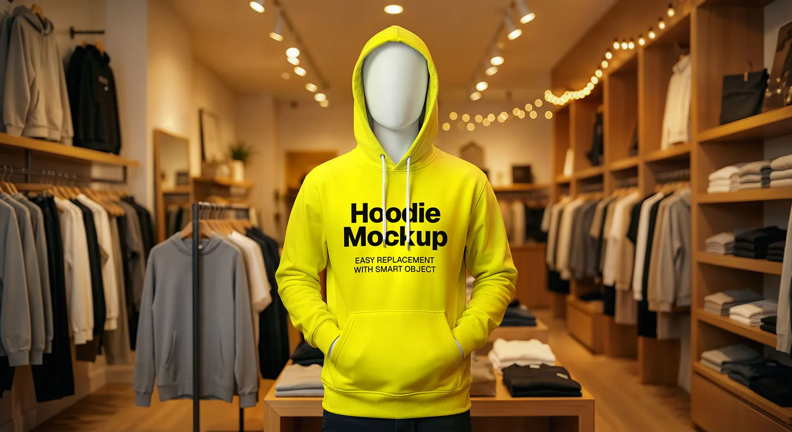 Hoodie Mockup in Clothing Store