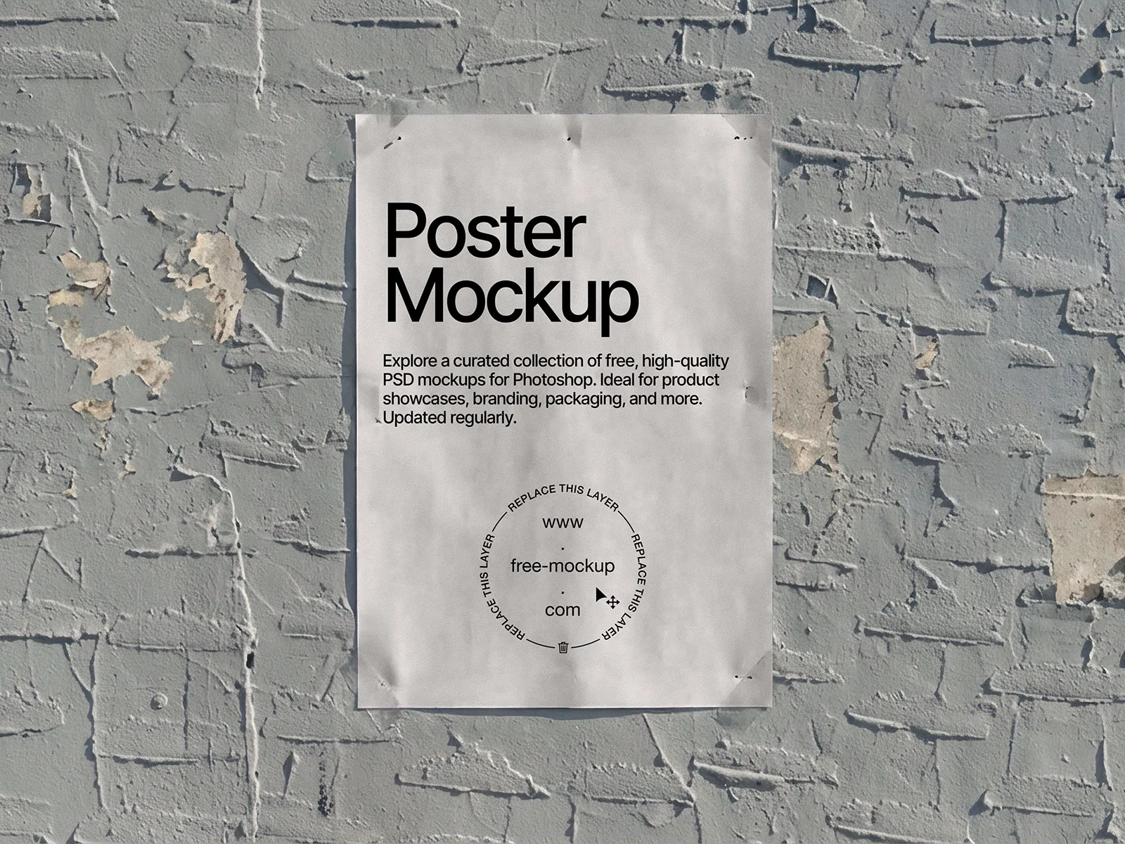Poster Mockup on Grungy Plaster Wall