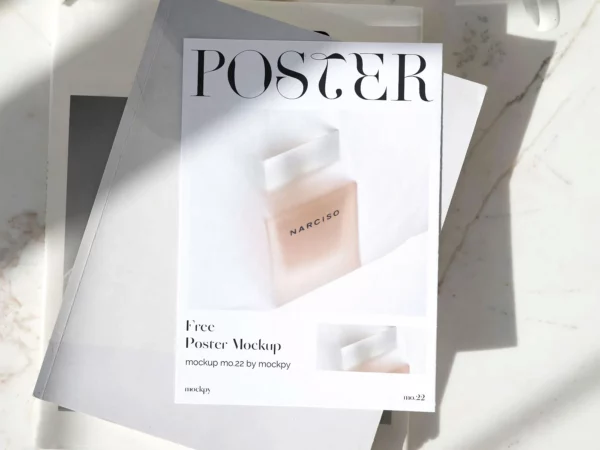 Poster/Paper Mockup on Book (Top View)