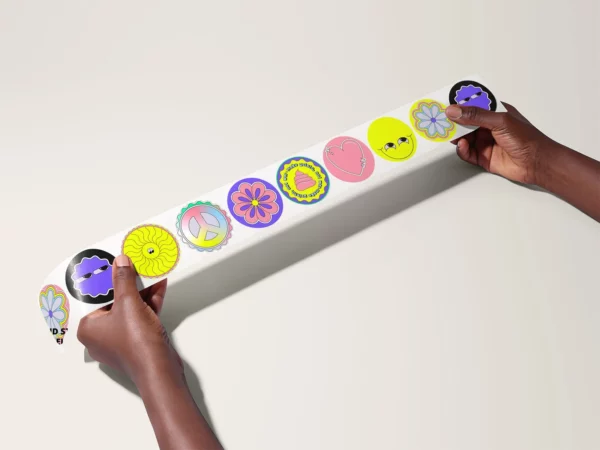 Round Sticker Tape Mockup in Hands