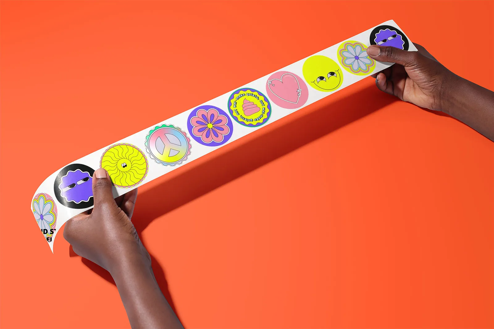 Round Sticker Tape Mockup in Hands