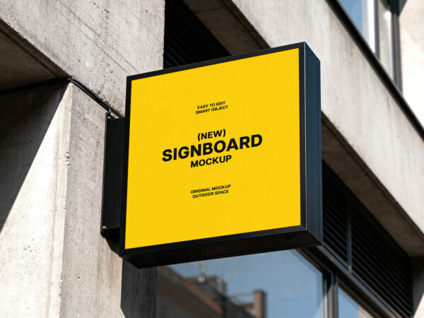 Square Box Storefront Sign Mockup