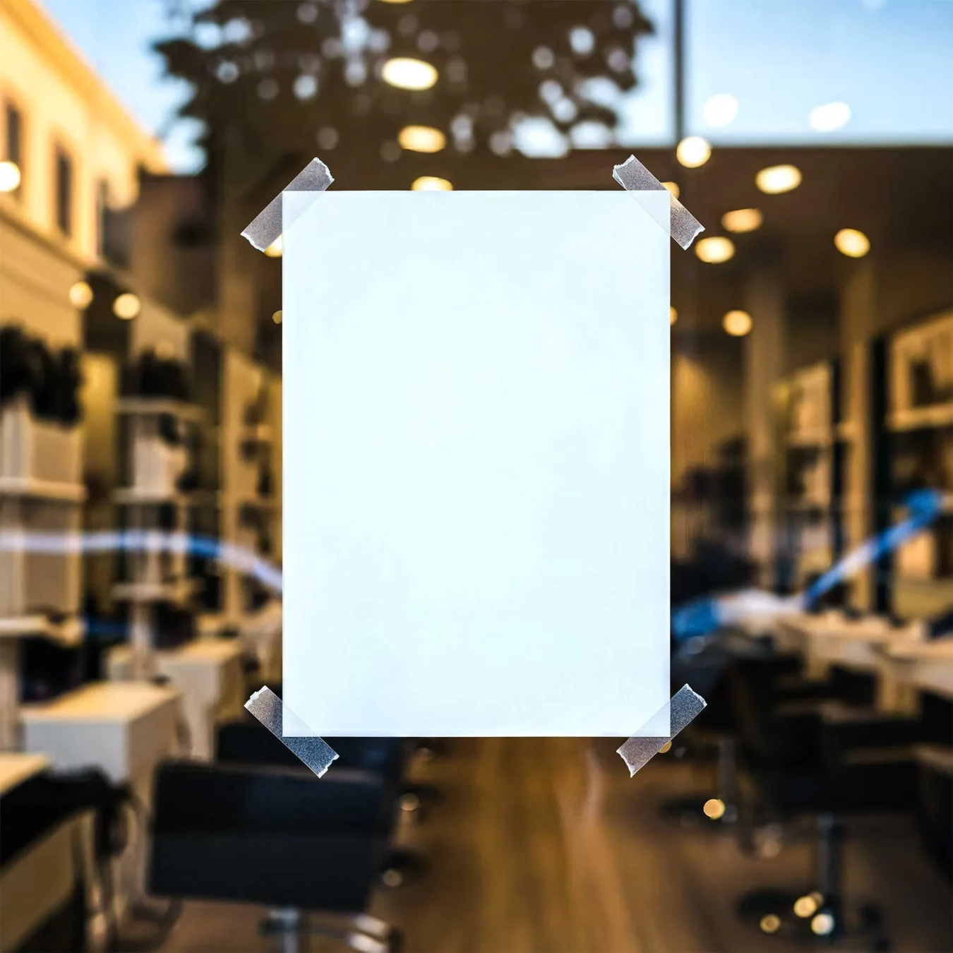 Vertical Poster Mockup on Glass Window