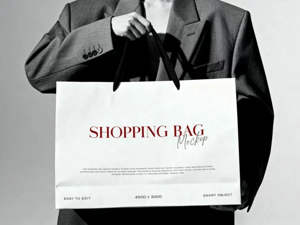 Woman Holding Shopping Bag Mockup