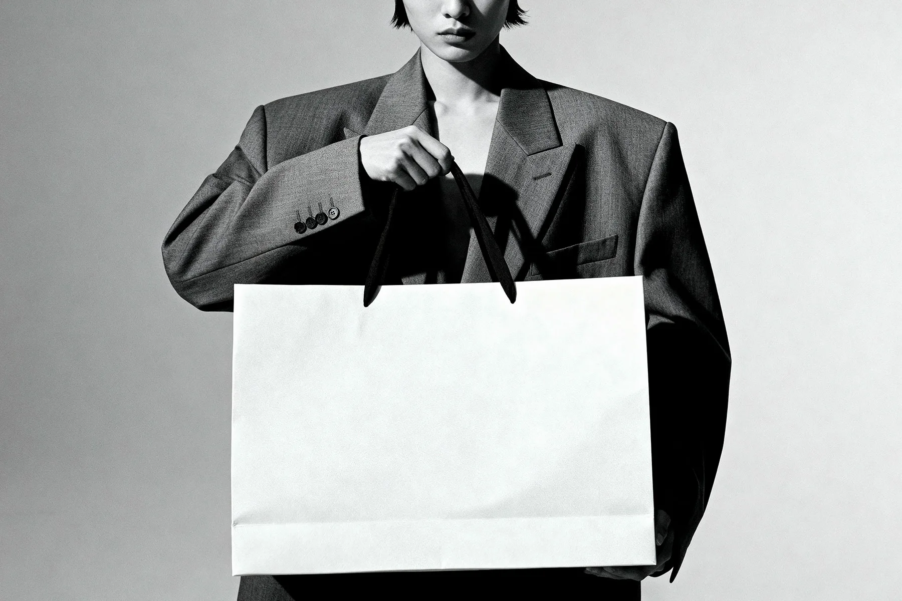 Woman Holding Shopping Bag Mockup