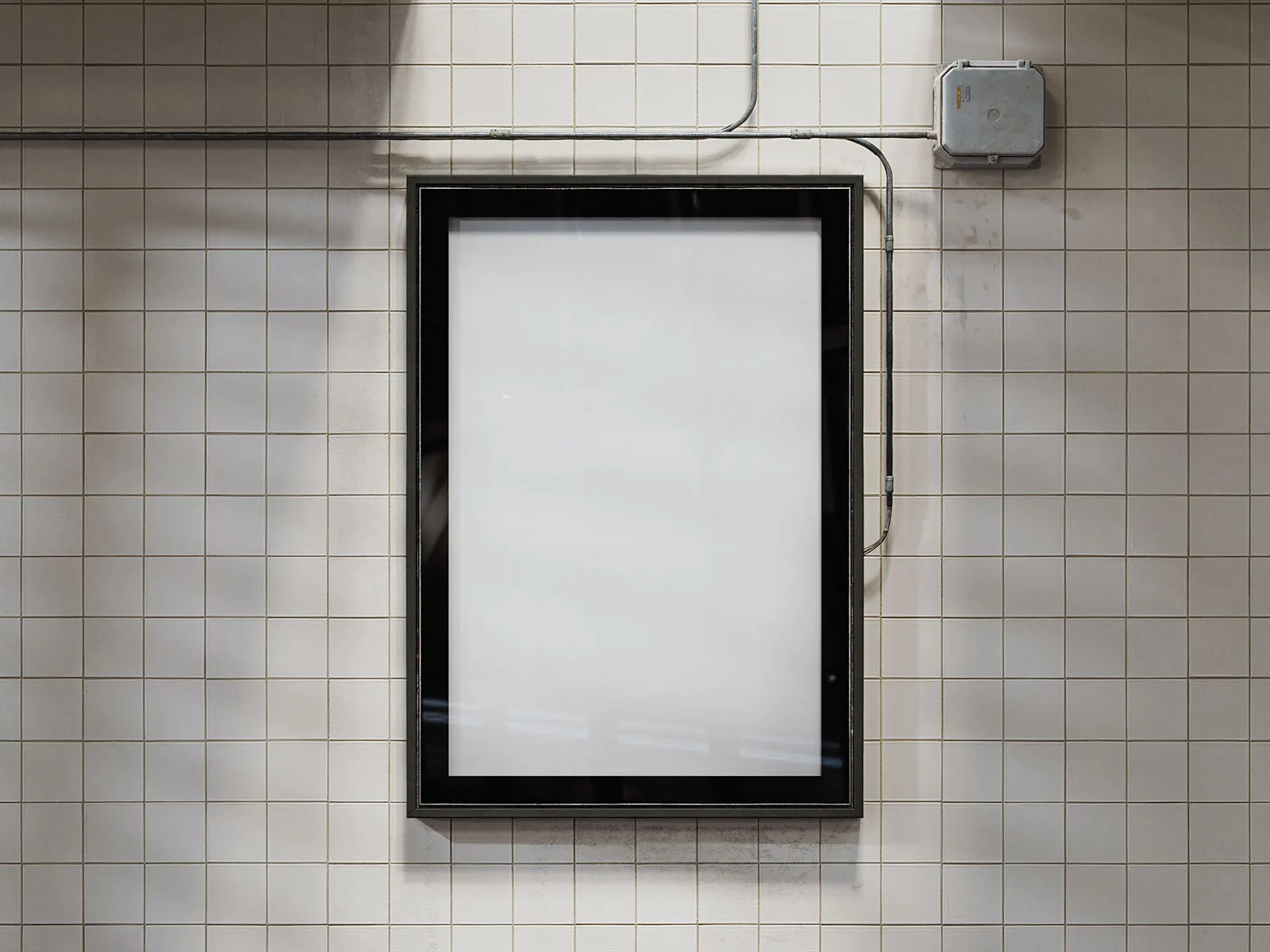 Citylight Poster Mockup Set on Tiled Subway Wall