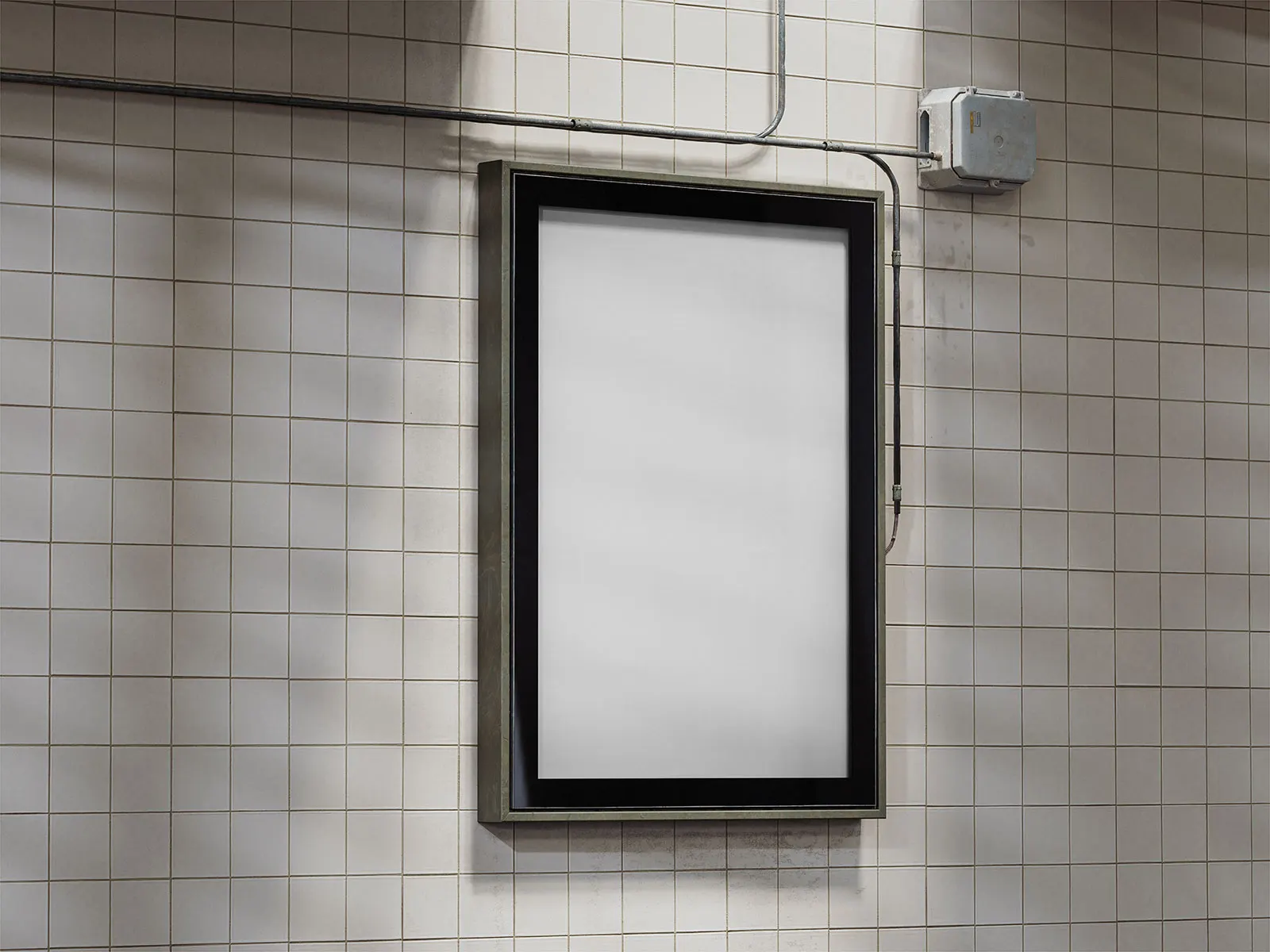 Citylight Poster Mockup Set on Tiled Subway Wall