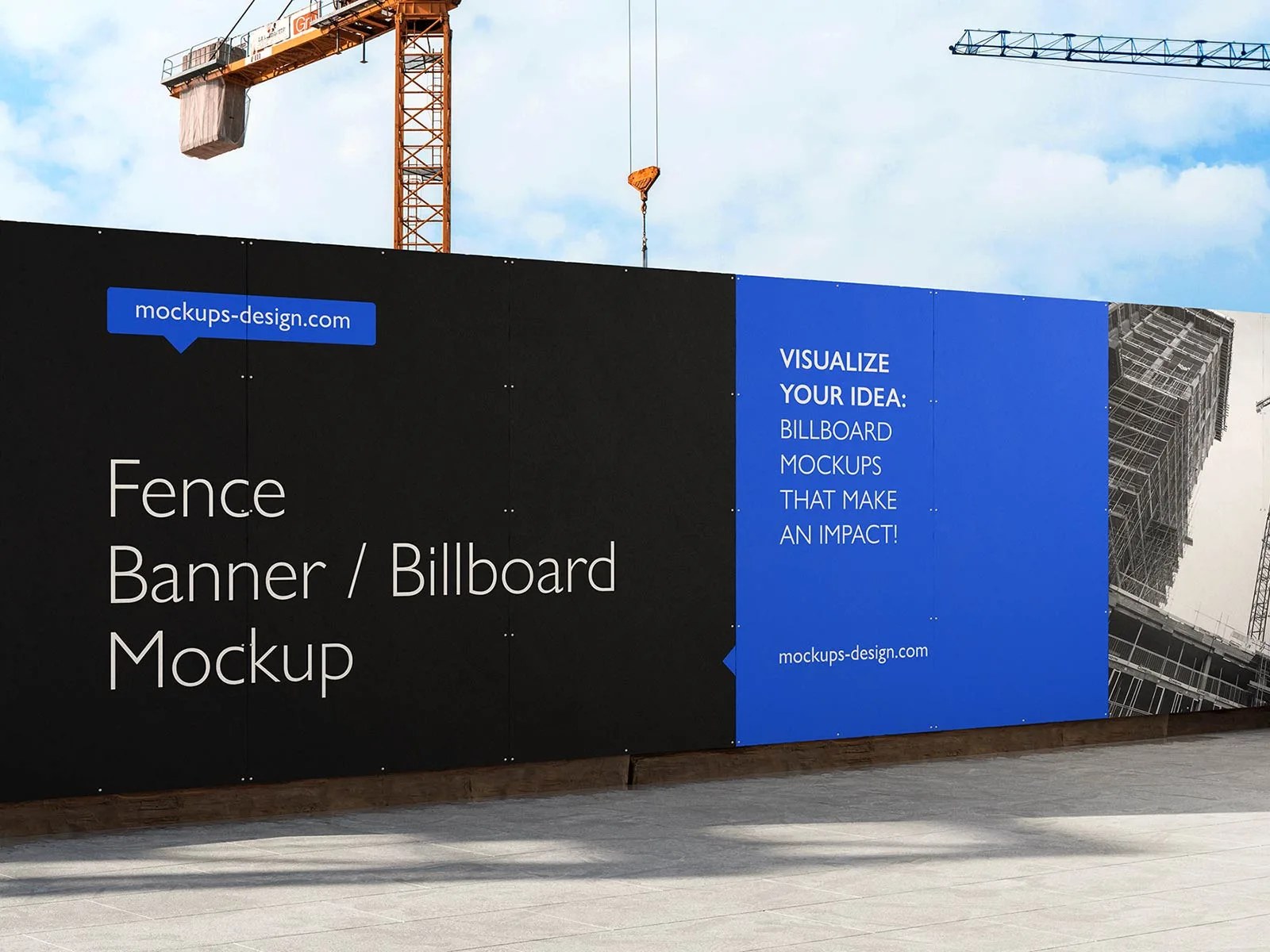 Construction Fence Banner Mockup